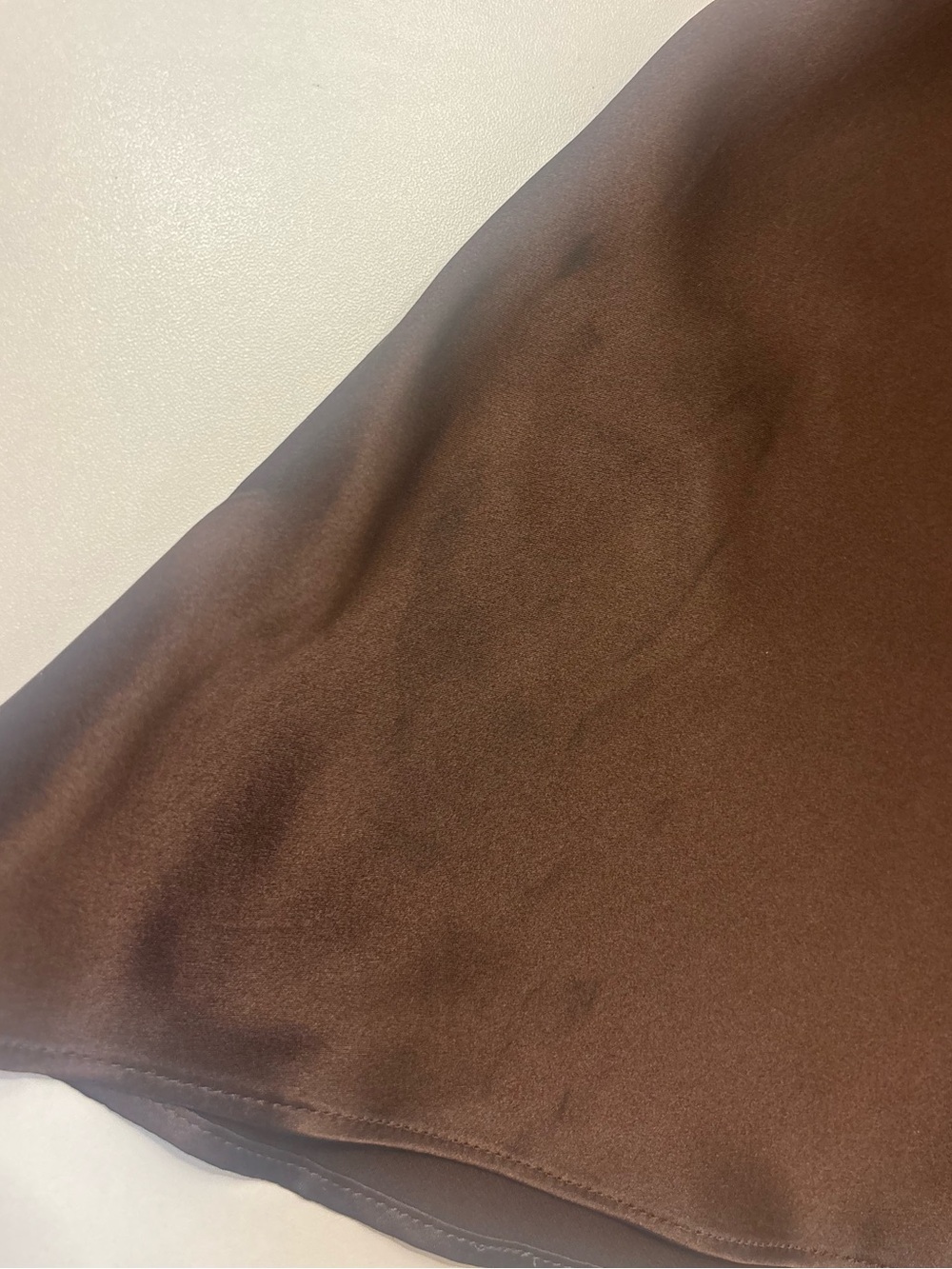 Quince 100% Mulberry Silk Bias Cut Slip Skirt Chocolate Brown L Satin A-Line - Picture 10 of 11
